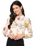 PURYS Women’s Floral Regular Fit Shirt (RE4325SHTWTMLTI_White 3XL)