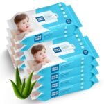 Mee Mee Baby Gentle soft Moisturing Wet Wipes with Aloe Vera extracts (unscented) without lid |72 pcs| Pack of 8