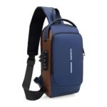 Storite Sling Bag for Men Stylish Crossbody Backpack for Men & Women, Anti-Theft Chest Bag with USB Charging Port, Messenger Bags, Casual Shoulder Bag (Blue Brown – 17 x 9 x 32 Cm)