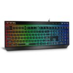 FRONTECH KB-0013 Wired Gaming Keyboard with RGB Backlighting, Membrane Keys, Retractable Stands, Ergonomic Design, USB Plug & Play, (KB-0013 – Black)