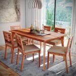 Wakefit Dining Table Set | 3 Years Warranty | Dining Table, Dining Table, Dining Table 6 Seater, Dining Table 6 Seater with Chairs – Simsim-Ginamon (Sheesham Wood, Natural Finish)