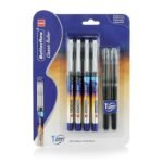 Cello Butterflow Classic Roller Pen Set | Pack of 4 Roller Pens | 2 Blue & 2 Black Ink Colour Pens + 2 Jumbo Refills | Smooth Writing Experience | For Students and Office Use | Best Pen for Exams