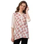 Mode Women’s Floral Regular Fit Blouse Top (MFB0153_Cream