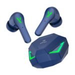 pTron Bassbuds Rogue w/ 40ms Low-Latency Gaming, Clear Calls, 50hrs Playtime, Pristine Sound, V5.3 Bluetooth Headphones, Snug-fit, RGB Lights, Touch Control, Voice Assist, IPX5 Water Resistant (Blue)