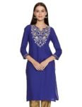 Amazon Brand – Myx Women’s Rayon Regular Kurta (MYX-AW23-BC-KU-03_Bright Blue_S)