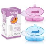 Toddley Baby Silicone Finger Brush With Super Soft Bristles And Storage Case For Easy Teeth/Gum Cleaning Of Babies/Kids For 3+ Month Baby (Blue-Pink), Pack Of 2|Manual