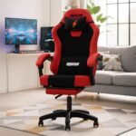DROGO Aura Ergonomic Gaming Chair with Premium PU Leather Fabric, Linkage Armrest, Adjustable Neck & Lumbar Pillow | Computer Chair for Study | Home & Office Chair with Recline (Red)