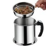 1.3 L Stainless Steel Oil Strainer with Fine Mesh Filter, Heat‑Resistant Handle & Dust‑Proof Lid – Reusable Frying Grease Storage Container, Easy to Clean