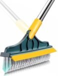 Kesi 2 in 1 Bathroom Cleaning Brush with Wiper and Long Handle – 120° Rotate Floor Cleaning Brush for Home, Kitchen and Bathroom – Floor Scrub