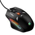 Portronics Vader Wired Gaming Mouse with 6 Buttons, Thumb Support, Adjustable DPI (6400 Max), RGB Light Effects, Ergonomic Design, 1.5 m Long USB Cable for Laptop & PC (Black)