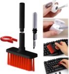 Les Bon Amis 5-in-1 Multi-Function Cleaning Kit Computer Keyboard Brush Tool, Cleaner for Laptop Keypad, Computer Keyboard, Earbuds, Camera, and Monitor (Pack of 1, Black and Red)