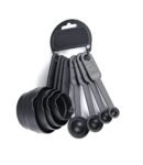 Stewit Plastic Measuring Spoon and Cup Set, 8-Pieces (Black, Pack of 1), Mix Size (EC-Cup-Black)