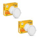 Wipro Garnet 15W Round LED Alpha Panel | Cool Day White (6500K) | Recessed Down Light for False Ceiling | Cutout – 153mm | Pack of 2