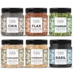 LILA DRY FRUITS 6 Superseed Combo (Basil, Chia, Sunflower, Watermelon, Pumpkin & Flax) 6 x 100 Gms Jar Pack | Healthy Combo for Immunity and Weight Management | Mix Seeds for Diet | Superfood Snacks