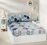 Amazon Brand – Solimo Cobalt Dreams Double Bedsheet with 2 Pillow Covers – 120 GSM-Multi_Ewdbs74, 144 Tc, Polyester