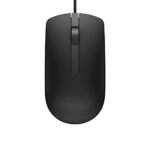 Dell MS116 Wired Optical Mouse – High Precision 1000DPI Sensor, USB Connectivity, Ergonomic Ambidextrous Design, Smooth Scrolling, Ideal for Office & Home Use – Black