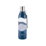 Milton Steel Linear 900 Thermoware I Hot and Cold PU Insulated Water Bottle 680 ml, Leak Proof Lid I for Office, Gym, School I Dark Blue