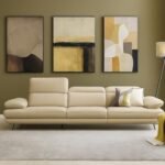 FURNY Alivaro 3 Seater Premium Leatherette Sofa Set (Cream)