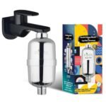 Purifit Shower and Tap Filter for Hard Water | Water Softener for Bathroom | Hard Water Filter | Reduce Hair Fall | Silver Finish