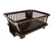 TEKCOOL Plastic Durable Kitchen Drainer Dish Rack Organizer/Drying Tray, Dish Rack with Drying Tray (Green, 45 x 32 x 18 cm, Brown)