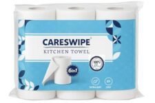 Careswipe 2 Ply Kitchen Tissue Paper/Towel Paper Roll Pack of 6 – (60 Pulls Each Roll)