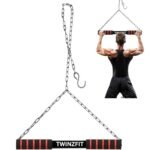 TWINZFIT PREMIUM 120 Kg Cpacity Chinup bar Hanging Pull-Up Bar with Heavy-Duty Chain – Upper Body Workout Equipment for Home Gym, Height Groth Kids & Adult Doorway, or Outdoor Use – Strength Training Bar for Back, Arms, Shoulders, and Core Fitness1 year Warranty