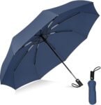 Portable Auto Travel Umbrella – Windproof for Rain, Strong for Wind, Auto Open/Close Button, Perfect Car Umbrella for Men & Women (Blue)