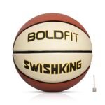 Boldfit Rubber Basketball Size 7 Professional Basket Ball for Indoor-Outdoor Training Basketball for Players with Free-Air Needle Best Basketball Match Ball for Kids, Men Swish King No 7, Brown