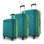 Safari Polypropylene 360 Degree Genius Alley Set Of 3 (Cabin + Medium + Large) Trolley Bags Hard Case, 4 Wheels, 360º Wheeling Luggage, Travel Bag, Suitcase For Travel, Teal Green