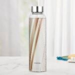Borosil 550ml Artisan Prism Water Bottle with Steel Lid | Borosilicate Glass Narrow Mouth Bottle for Fridge | Extreme Temperature Resistant For Hot & Cold Water, Milk, Lassi, Juice | Transparent