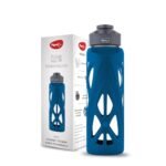 Pigeon 750 ML Clear Glass Water Bottle with Protective Silicone Cover | Glass Water Bottle for Office, Home, Fridge, Gym, Travel | BPA Free Glass Bottle | Blue