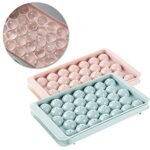 Stewit Plastic Mini Round Ice Cube Tray with Lid | Ice Ball Maker for Fresh Juice, Mocktails, Whiskey, Cocktails, Tea & Coffee | 33 Cavity, Easy Release & Stackable in Freezer | Pack of 2