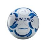 HUNDRED Vision Foot Ball | Size 5 | All-Weather Multi-Terrain Ball | Peak Performance on All Surfaces: Hard Ground, Wet Grass & Turf | Bult for Accurate Passes & Powerful Shots (White/Blue/Purple)