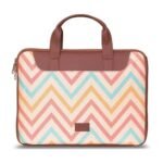 ZOUK WavBeach Wave Printed Women’s Jute Handcrafted Vegan Leather Multicolor L Zipper Laptop Sleeve 15.6 inch
