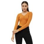 Harpa Women’s Solid Regular Blouse (GR7036_Mustard L)