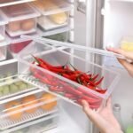 Oblivion 4Pc Food Storage Container With Removable Drain Plate Stackable, Plastic Fridge Storage Lid To Keep Fresh For Storing Fruits, Vegetables, Meat, Freezer Organize- Transparent Color (1500ML)