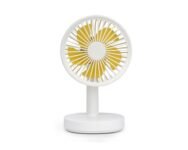 Quantivo Rechargeable Mini Table Fan | Portable Desk Fan with High-Speed Cooling | | Silent Air Cooler with 3 Speed Settings (White-Yellow)