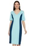 Amazon Brand – Symbol Women’s Crepe Bodycon Midi Dress (SYMSS22WDR603_Stone Blue_XL)