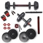 Lifelong LLPVCHGC05 PVC Home Gym Set 15kg Plate with Extension Barbell Rod and Dumbbells Rods with Gym Accessories for Home Workouts (Black, 6 Months Manufacturer’s Warranty)