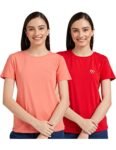 Amazon Brand – Symbol Women’s Regular T-Shirt (Pack of 2) (PAG101A_Red & Pink3 2XL)