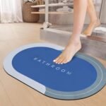 Cortina Premium Silicon Floor Mat, Bath Mat, Doormat, Bathroom Carpet, Cushion Mat Super Absorbent Soft Carpet, Quick Dry Dirt Barrier for Home, Office, (60×40), Sky Blue, Rectangular
