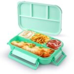ATTRO Gourmet 4 Compartment Lunch Box Portable Meal Organizer for Office, School BPA-Free, Food Grade, Freezersafe, Microwave & Oven Safe 1000ml Mint Green, Plastic