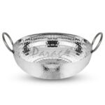 Parage 1 Pieces Stainless Steel Hammered Kadhai with Heavy Bottom for Kitchen/Utensils for Cooking, Deep Frying | Gas Stove Friendly Cookware (2 LTR, Silver)