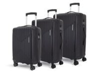 KAMILIANT by American Tourister Savvy 3 Pc Set 55 Cms, 70 Cms & 80 Cms – Small, Medium & Large Polypropylene(PP) Hardside 8 Wheels Spinner Luggage Set/Trolley Bag Set (Black)