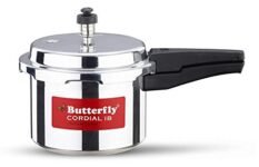 Butterfly Cordial 3 Litres Pressure Cooker | Outer Lid | Food Grade Virgin Aluminium | Induction & Gas Stove Compatible | ISI Certified | 2 Years Manufacturer’s Warranty | Silver