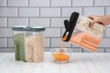 Clazkit Airtight Transparent Plastic Lock Food Storage 2 Section Container Jar for Grocery, Fridge Container Pack of 1 – Black -2500ML