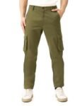 The Pant Project Olive Six Pocket Cotton Lycra Stylish Cargo Pant for Men | Regular Slim Fit | Stretchable Cargos with 6 Pockets | Mens Street Wear Casual Trouser Pants, Mid Rise, 34