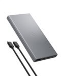 Spigen 10,000mAh, 22.5W Fast Charging Durable Alloy Power Bank with PD3.0 20W for 2 USB-C Ports, QC3.0 22.5W for 1 USB-A Port – Dark Silver