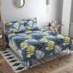 BSB HOME 120 TC Double Floral Bedsheet with 2 Pillow Covers | 110 GSM Soft Brushed Microfiber – Breathable & Wrinkle Free – (86 X 88 Inch, Grey & Black & White)