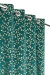 Decor Talks Foil Print Velvet Room Darkening Parda Screen Window Curtain 5 Feet Long Set of 1 Pcs, Teal Blue